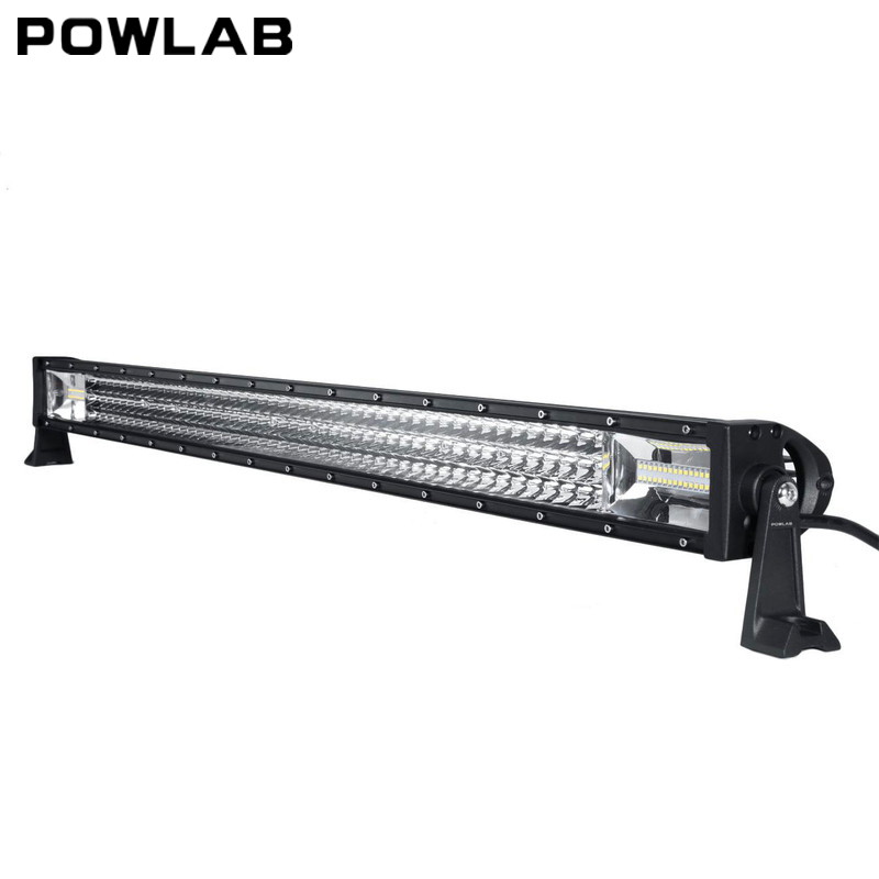 POWLAB 42 Inch 432W Led Light Bar, 7D Straight Tri-row Driving Off Road Lights, LUMILEDS Combo Beam Waterproof 43200LM