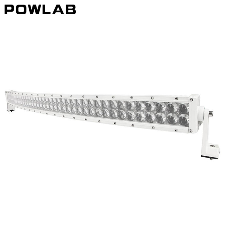 POWLAB 42" 240W LED Work Lights Bar Curved 4D Lens Off Road Truck Light Dual Row Flood Spot Combo Beam White Waterproof